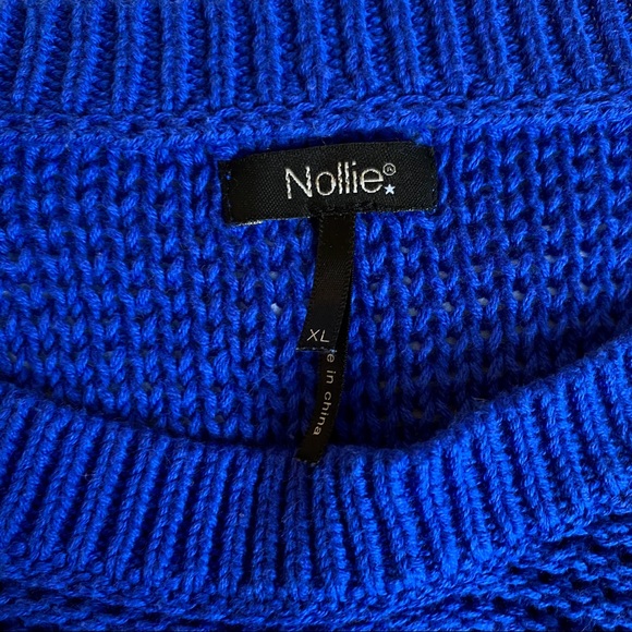 Cobalt Blue Cold Shoulder Sweater - Picture 5 of 6
